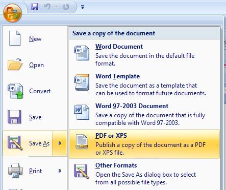 Save From Word 2007 To Pdf